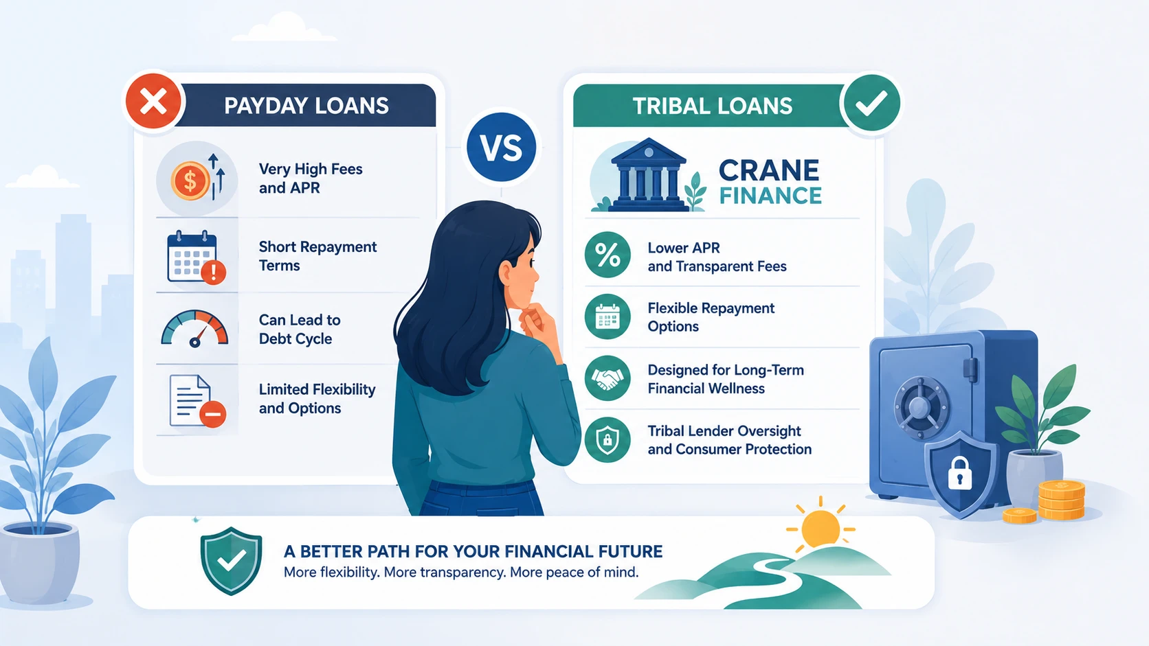 Side-by-side comparison of payday loans versus tribal installment loans