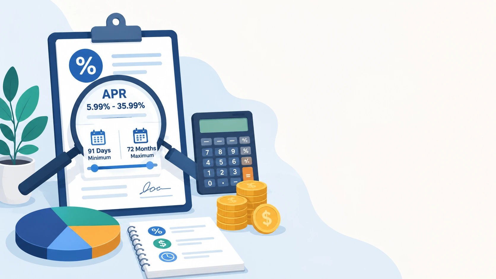 APR document with magnifying glass and calculator