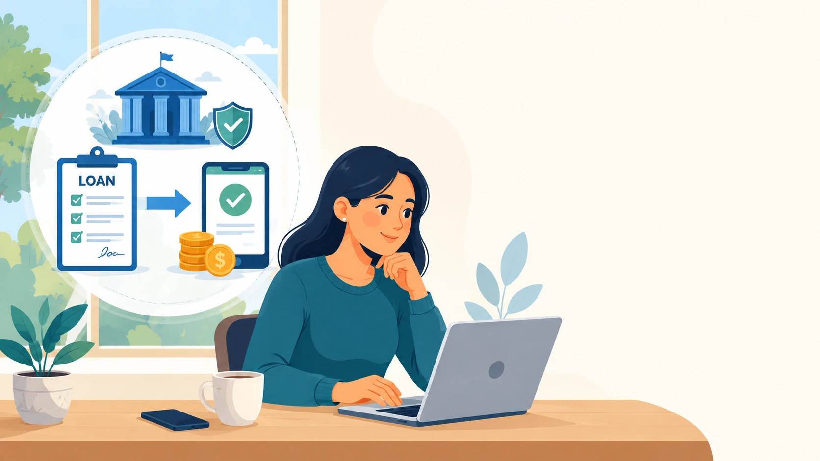 Woman at laptop reviewing tribal loan options online